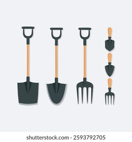 Cute gardening tool set Vector children's illustration Q edition vector cartoon illustration