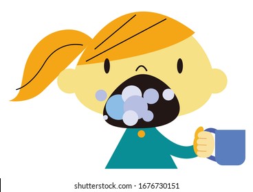 cute gargling girl, health care
