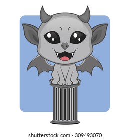 Cute gargoyle Halloween monster mascot