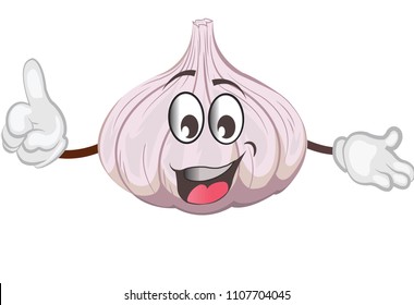 Cute Garlic Character Cartoon Vector Illustration Stock Vector (Royalty ...