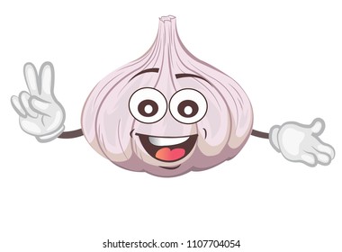 Cute Garlic Character Cartoon Vector Illustration Stock Vector (Royalty ...