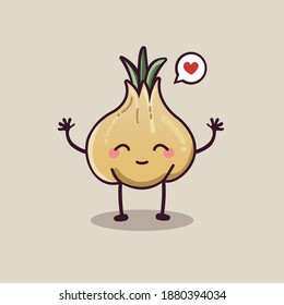 personaje de ajo lindo con expresión de sonrisa