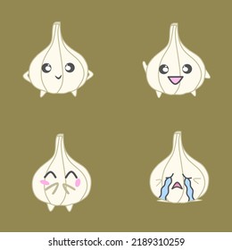 Cute garlic illustration for kids