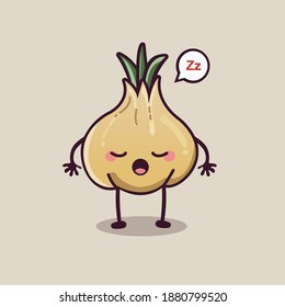 cute garlic slpeeping. garlic vector character