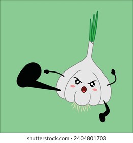 cute garlic vector illustration. suitable for sticker, t-shirt, mug, etc.. Eps 10

