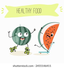 Cute garnet, pomegranate characters, funny fruits, characters with different activities. Flat vector illustration. Organic food, healthy food, illustrations for kids menu, invitations.