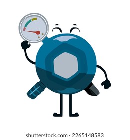 Cute gas regulator character vector illustration, in trendy flat 3d cartoon design style. perfect for your design material to make a poster, banner, education content and much more.