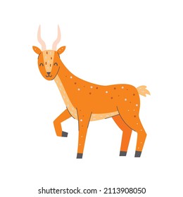 Cute gazelle on a white background. Vector childish illustration