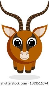Cute gazelle vector illustration. Flat design. Isolated Illustration on white background