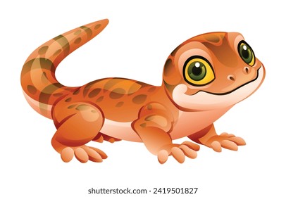 Cute gecko cartoon vector illustration isolated on white background