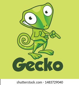 cute gecko character mascot design