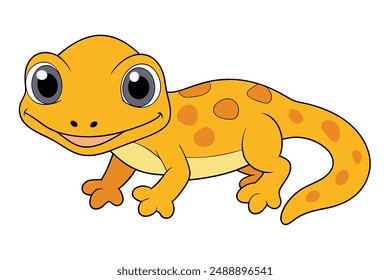 Cute Gecko Vector Illustration - Cartoon Line Art Clipart Design