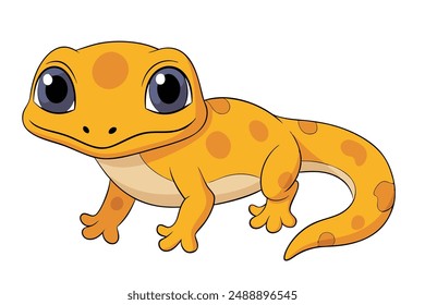 Cute Gecko Vector Illustration - Cartoon Line Art Clipart Design