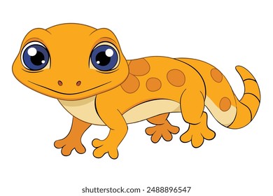 Cute Gecko Vector Illustration - Cartoon Line Art Clipart Design