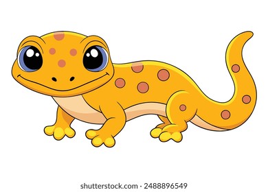 Cute Gecko Vector Illustration - Cartoon Line Art Clipart Design