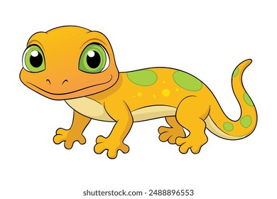 Cute Gecko Vector Illustration - Cartoon Line Art Clipart Design