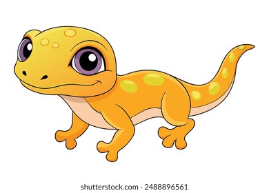 Cute Gecko Vector Illustration - Cartoon Line Art Clipart Design