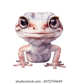 cute gecko vector illustration in watercolor style