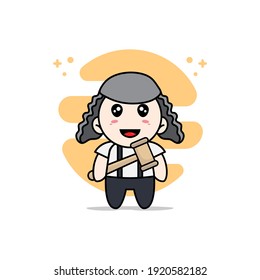 Diseño elegante de personaje de chico geek vestido con traje de juez. Concepto de diseño de mascota