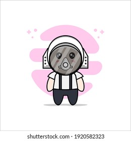 Cute geek boy character wearing astronaut costume. Mascot design concept