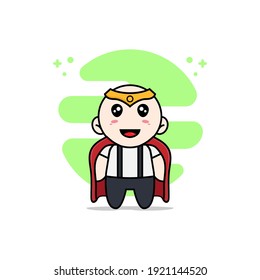 Cute geek boy character wearing superhero costume. Mascot design concept