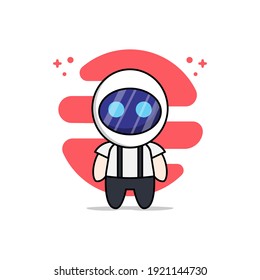 Cute geek boy character wearing astronaut costume. Mascot design concept