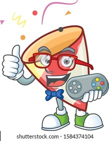 cute geek gamer exploding confetti cartoon character style
