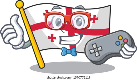 cute geek gamer flag georgia cartoon character style