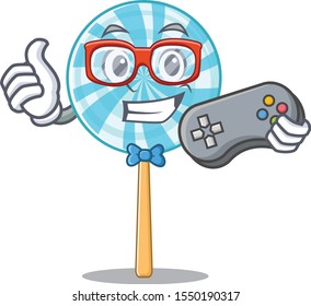 cute geek gamer lollipop cartoon character style