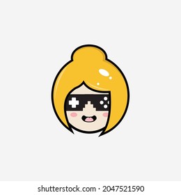 Cute Geek Gamers, Cartoon Vector Illustration, Isolated Background