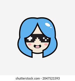 Cute Geek Gamers, Cartoon Vector Illustration, Isolated Background