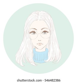 Cute geek girl in manga style