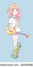 Cute geek girl. Geek vector illustration. Cartoon
