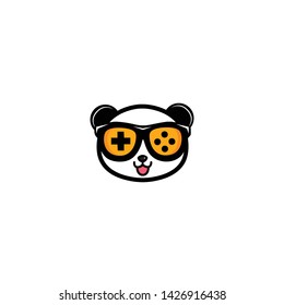 CUTE GEEK PANDA YELLOW DESIGN VECTOR