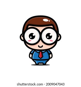 cute geeky cartoon character design