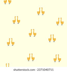 Patrón transparente de pareja de gansos, impresión a mano para tejidos y tejidos para niños, papel de pared, vivero, ilustración de ducha de bebé en estilo plano