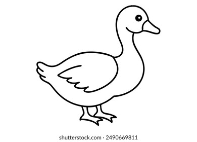 Cute Geese Playing River Vector Illustration.