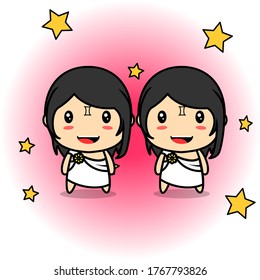 Cute Gemini Zodiac Vector Design