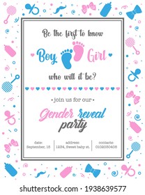 cute gender reveal party invitation