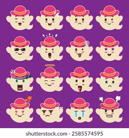 a cute genie or ghost emoticon set