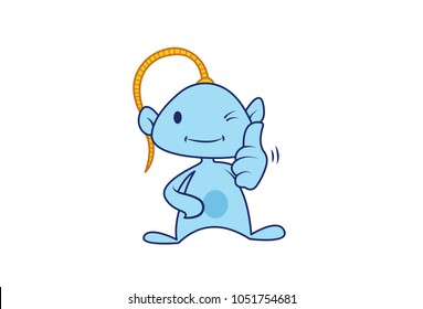 Cute Gennie Character . Vector Illustration. isolated on white background.
