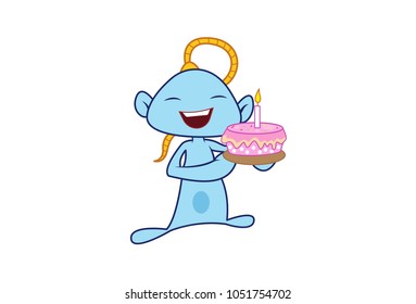 Cute Gennie Character . Vector Illustration. isolated on white background.