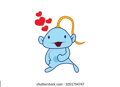 Cute Gennie Character . Vector Illustration. isolated on white background.