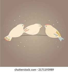 
cute gentle birds in pastel shades. elegant vector illustration