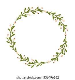 Cute and gentle handsketched mistletoe branches. Seasonal decoration background. Seasons greetings, rustic christmas wreath. Lovely hand drawn decor.