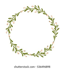 Cute and gentle handsketched mistletoe branches. Seasonal decoration background. Seasons greetings, rustic christmas wreath. Lovely hand drawn decor.