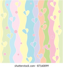 cute gentle vector background with colorful hearts