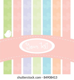 cute gentle vector card with bird and butterflies