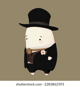 cute gentleman cartoon, little genteman, top hat