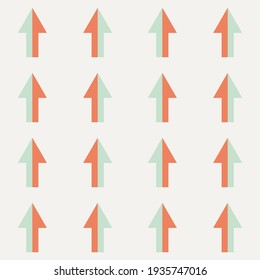 Cute geo arrow seamless pattern. Endless start sign background of geometric shapes. 